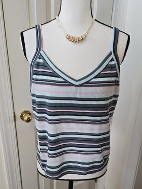 SO BRAND WOMENS JUNIOR PLUS SIZE SUMMER PINK STRIPED "WAFFLE" TANK SIZE 3X